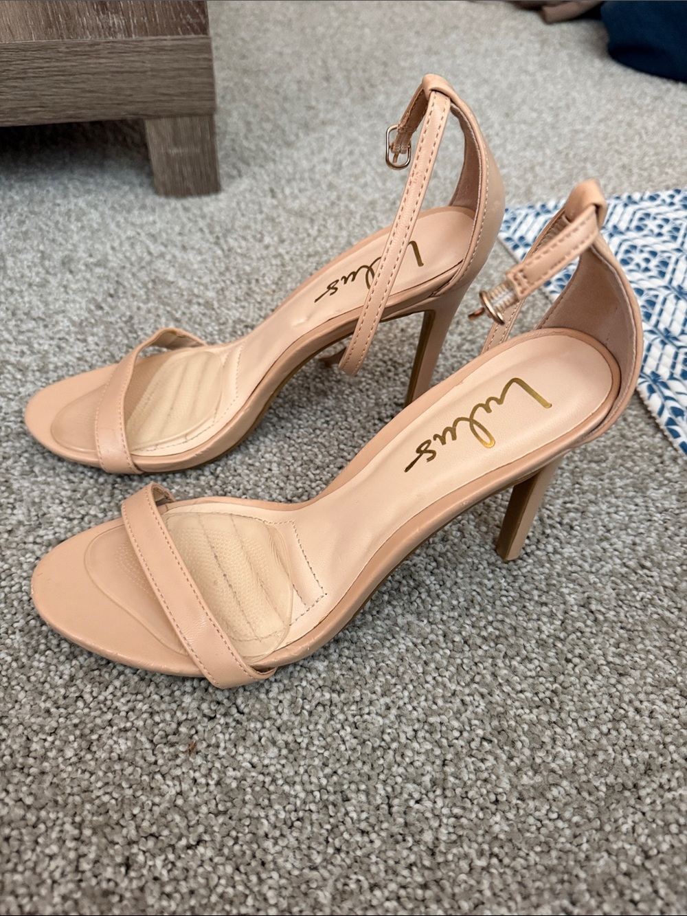Lulu's Blush Nude Ankle-Strap Stilettos